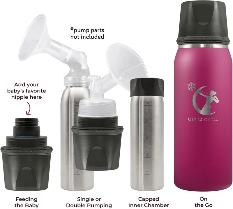 CERES CHILL OG Breastmilk Chiller & Warmer – 12–34oz Portable Breast Milk Cooler, Storage & Baby Bottle for Travel, Work or On-The-Go – Pump Compatible Container – Don’t Call Me Hon, Plum - Image 2
